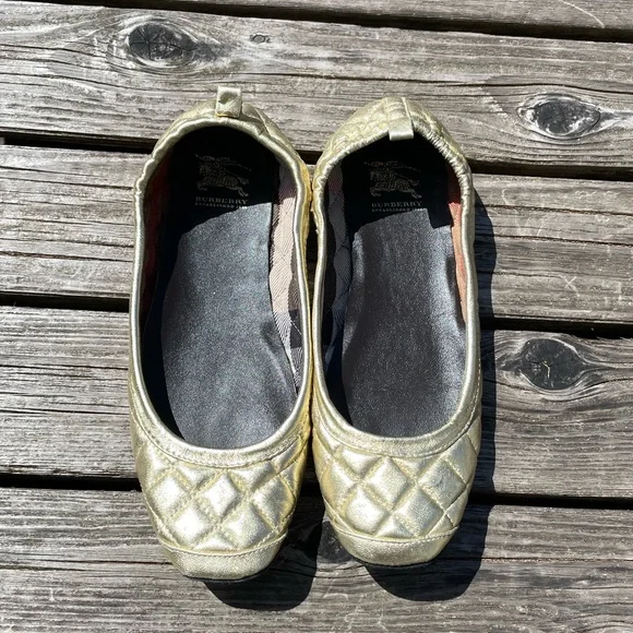 Burberry Quilted Gold Ballet Flats - Picture 7 of 7